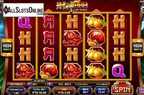 Reel screen. Cai Shen 888 from Spadegaming