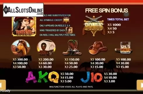 Paytable . Cow Girl from PlayStar
