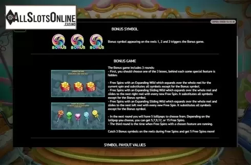 Paytable 2. Cupid's Touch from Playreels