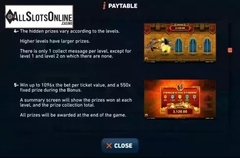 Bonus game screen 3