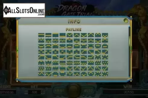 Paylines screen