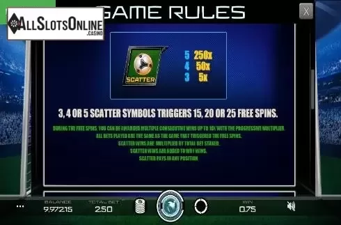 Scatter Symbol Screen. Football Pro from Caleta Gaming
