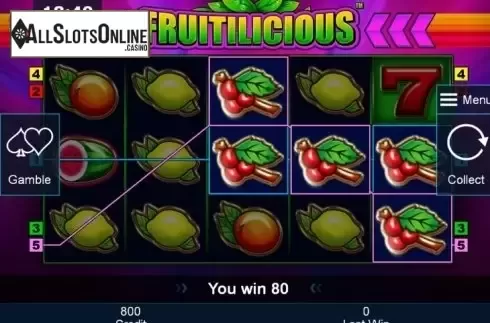 Win. Fruitilicious (Green Tube) from Greentube