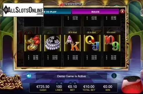 Paytable 4. Grand Bazaar from Ainsworth