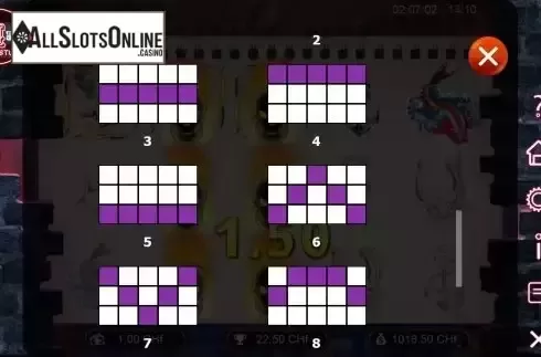 Paylines screen