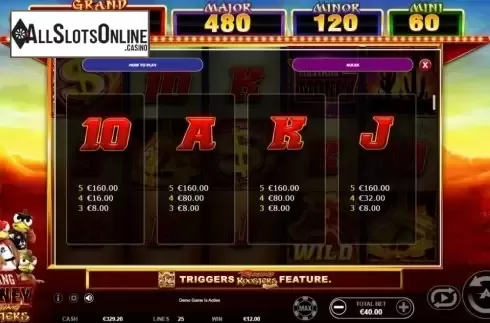 Paytable 3. Mustang Money RR from Ainsworth