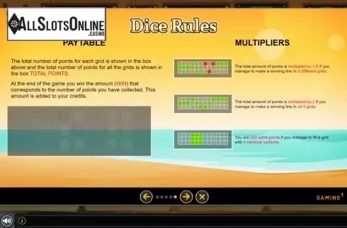 Paylines. Pirates Dice from GAMING1