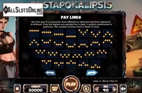 Paytable 3. Postapokalipsis from X Card
