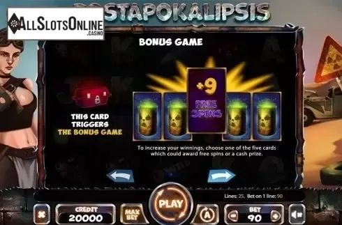 Paytable 2. Postapokalipsis from X Card