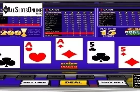 Game Screen. Pyramid Double Bonus Poker (Betsoft) from Betsoft
