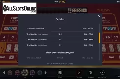 Paytable screen2. Sic Bo (Switch Studios) from Switch Studios