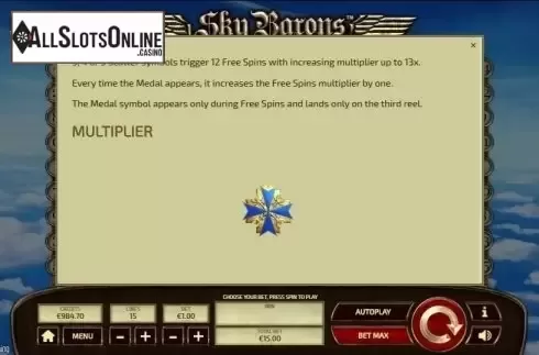 Paytable 2. Sky Barons from Tom Horn Gaming