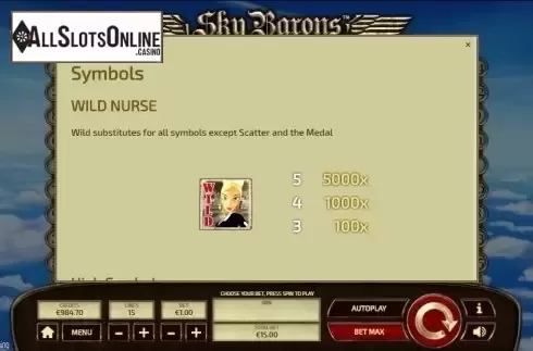 Paytable 3. Sky Barons from Tom Horn Gaming