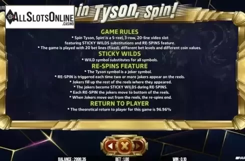 Game Rules screen