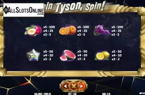 Pay Table screen 2