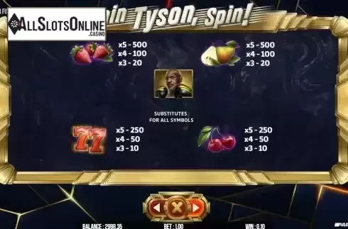 Pay Table screen