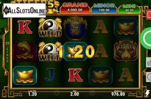 Win Screen. Tiger's Gold Hold and Win from Booongo