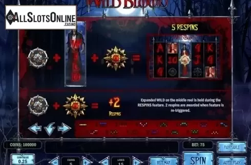 Paytable 3. Wild Blood from Play'n Go