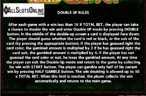 Paytable 3. Wild Clover from Casino Technology