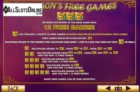 Paytable 2. Wu Long from Playtech