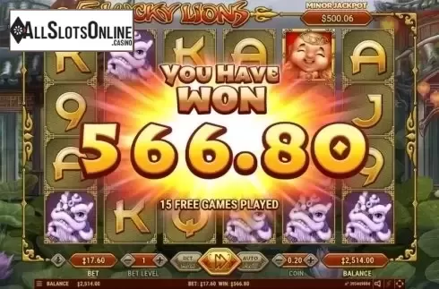 Free Spins Won. 5 Lucky Lions from Habanero