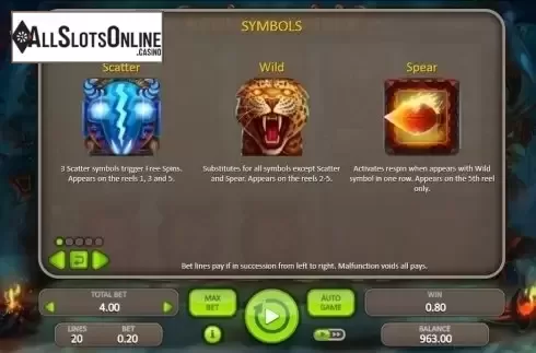 Paytable 1. African Spirit (Booongo) from Booongo