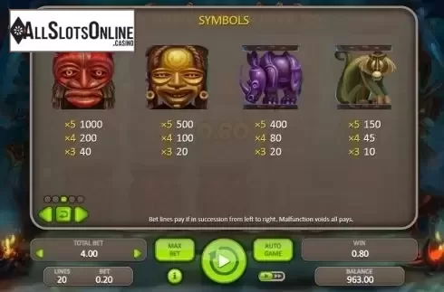 Paytable 4. African Spirit (Booongo) from Booongo