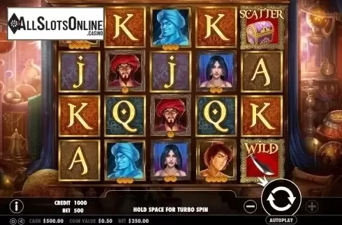 Game Workflow screen. Aladdin's Treasure from Pragmatic Play