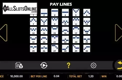 Paylines screen