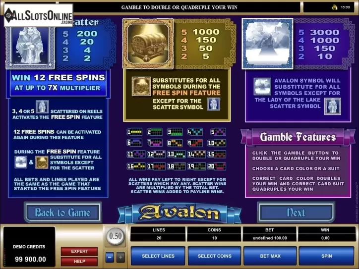 Screen2. Avalon from Microgaming