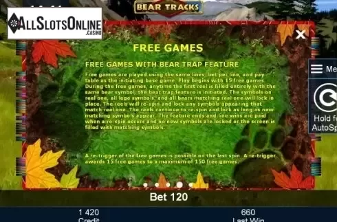 Paytable 4. Bear Tracks from Greentube