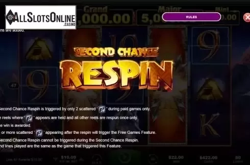 Respin feature screen