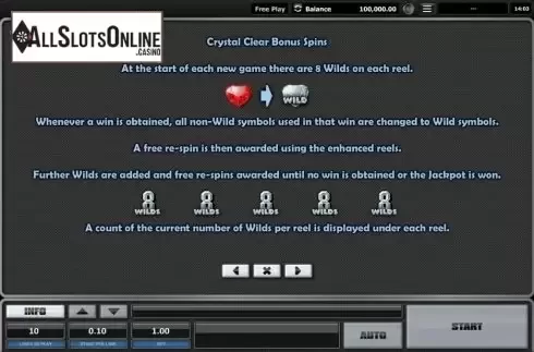 Paytable 5. Crystal Clear from Realistic