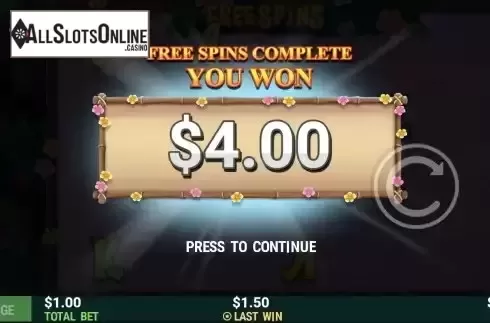 Total Win in Free Spin Screen