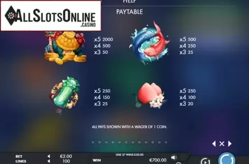 Paytable 4. Dragon Scroll XL from Genesis