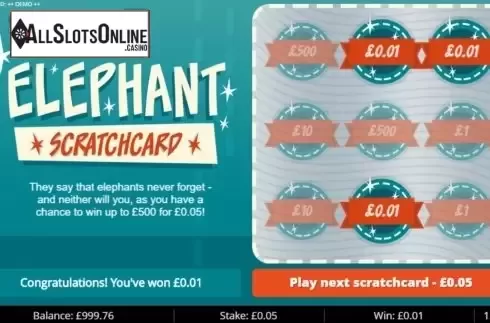 Win Screen 4. Elephant Scratch from Gluck Games