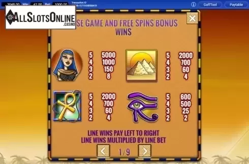 Paytable 1. Fortunes of Egypt from IGT
