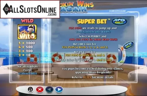Paytable 1. Foxin' Wins Again from NextGen