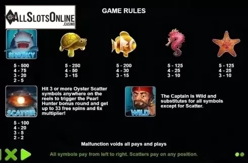 Paytable 1. Great Reef from Pragmatic Play