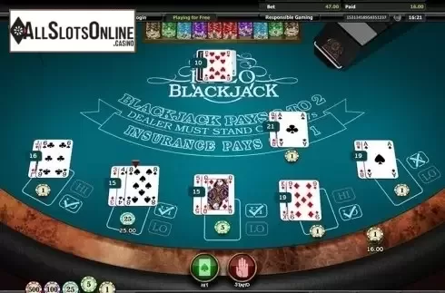 Reel screen. Hi Lo Blackjack from Realistic