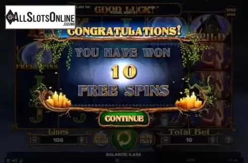 Free Spins screen