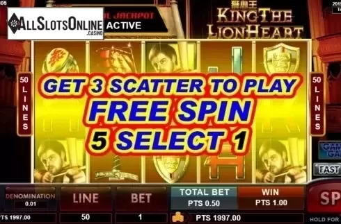 Free Spins 1. King The Lion Heart from Spadegaming