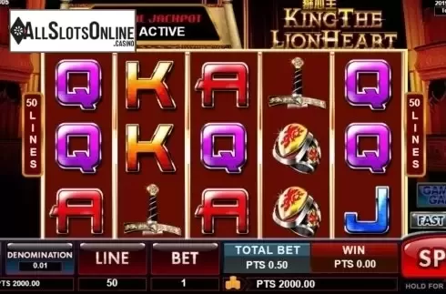 Reel Screen. King The Lion Heart from Spadegaming