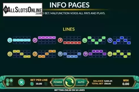 Paylines screen