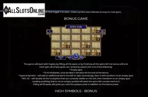 Bonus game screen