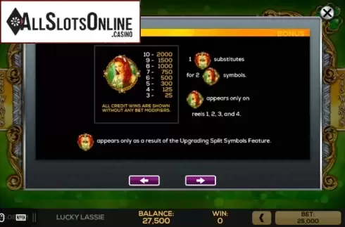Pay Tables. Lucky Lassie from High 5 Games