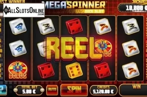 Bonus win screen. Mega Spinner Dice Slot from GAMING1