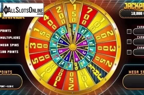 Bonus wheel screen. Mega Spinner Dice Slot from GAMING1