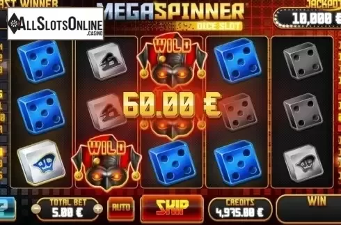 Win screen. Mega Spinner Dice Slot from GAMING1