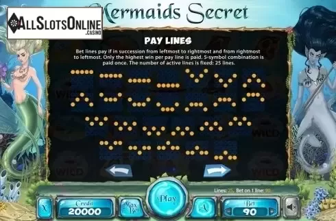 Paytable 3. Mermaids Secrets from X Card